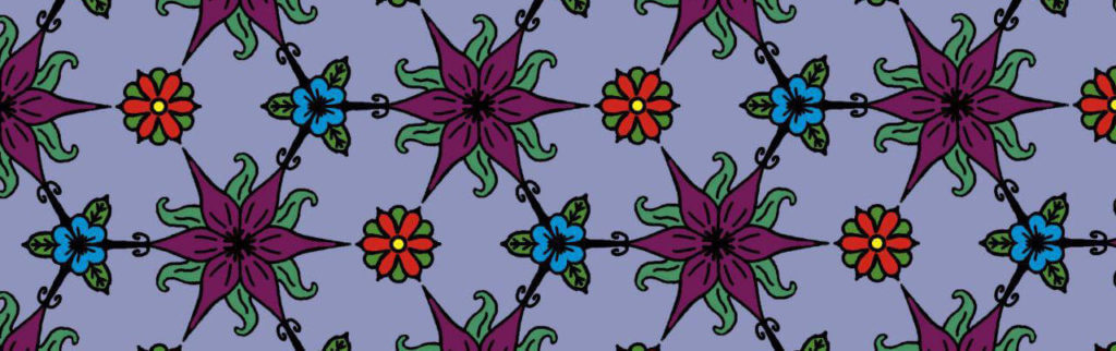 Repeating flower wallpaper.