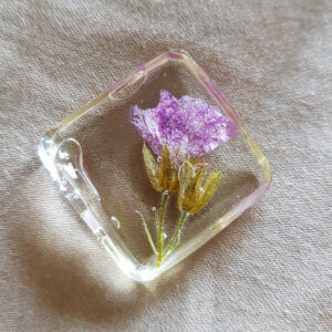 Pressed flower in resin.